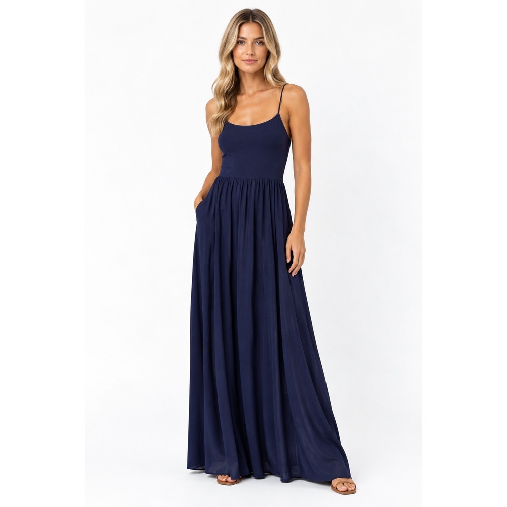 Halara Active Maxi Dress Womens S Navy Blue Built-in Bra Cutout Back
